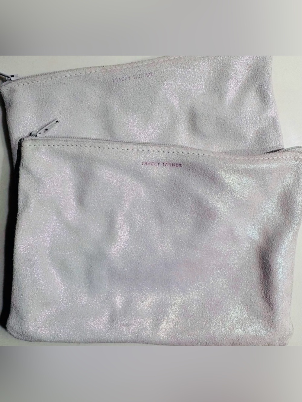 Set of 2 Tracey Tanner Iridescent Shimmer Zipper Pouches - Light Lavender/Silver
